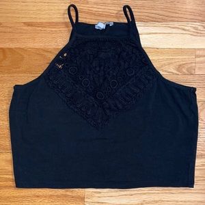 Black High Neck Crop Top